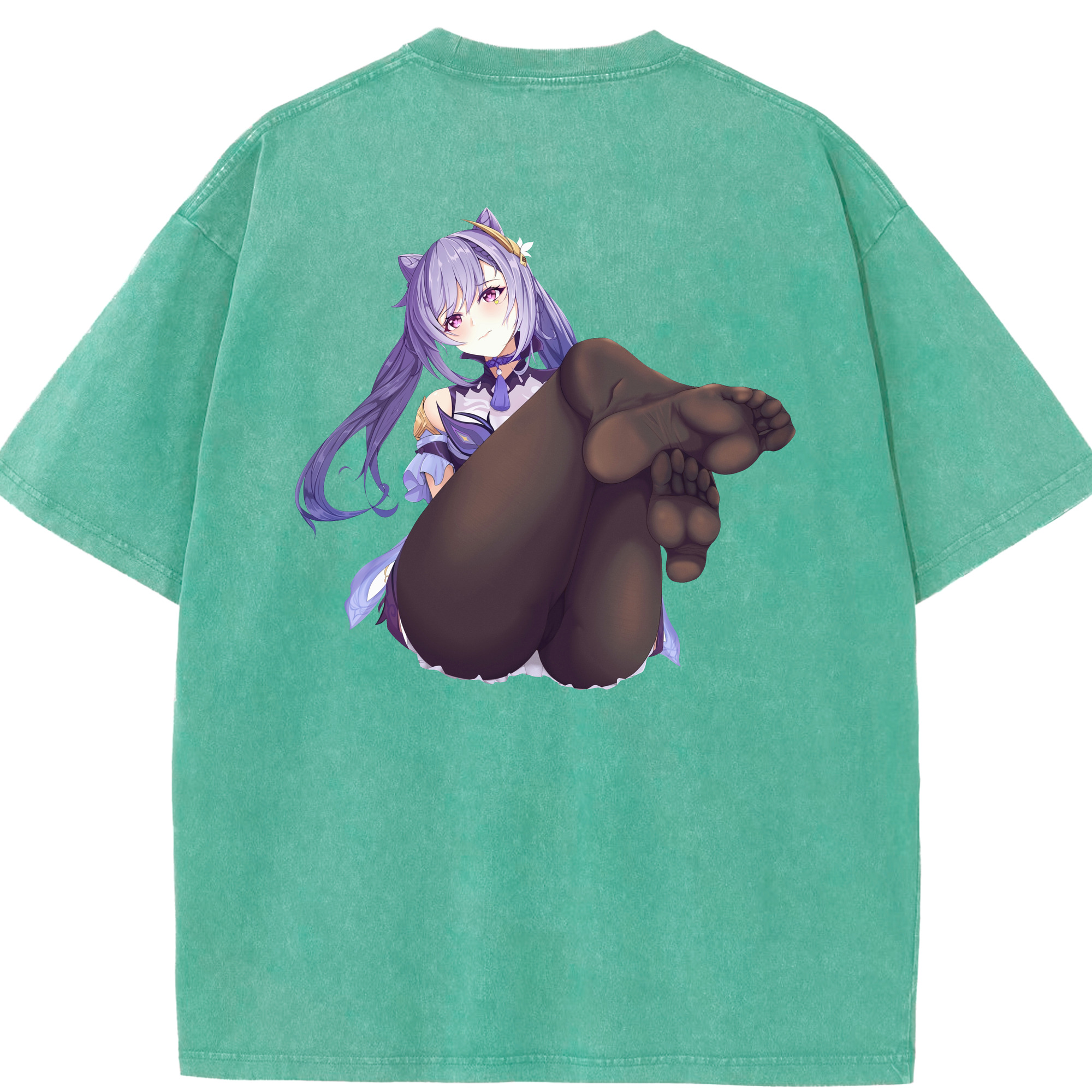 げんし神 刻晴 こくせい genshin Kokusei 綿100% ヴィンテージ風 半袖Tシャツ（背面プリント）
